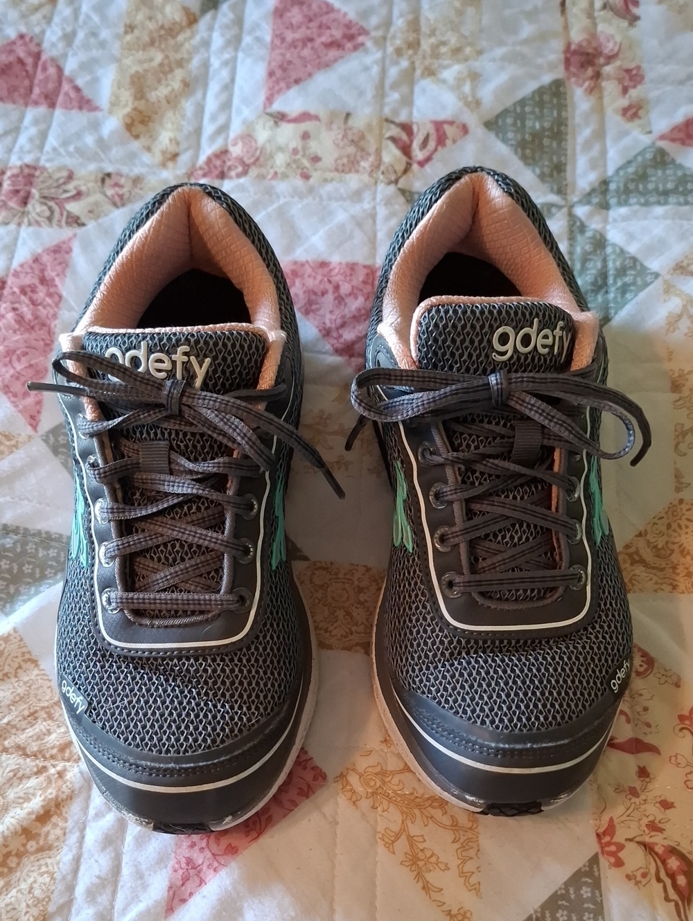 GDefy Grey and Mint Athletic Sneakers